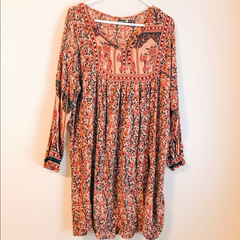 Boohoo Elephant Print Midi Dress